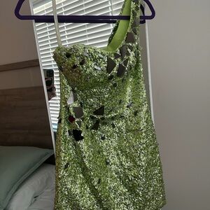 Terani Couture Lime Green Sequin Dress